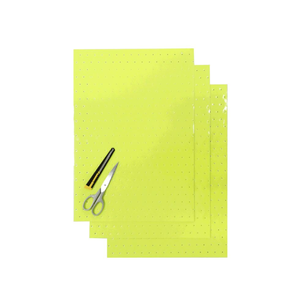 Crystall adhesive sheets neon yellow with holes Crystall adhesive sheets neon yellow with holes
