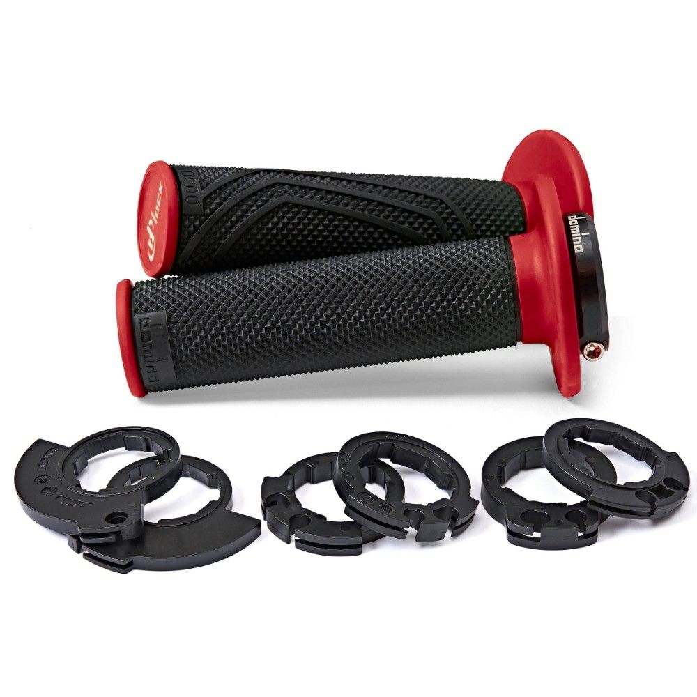 Pair of Grips Lock-On Domino D200 - black red D2004042H8