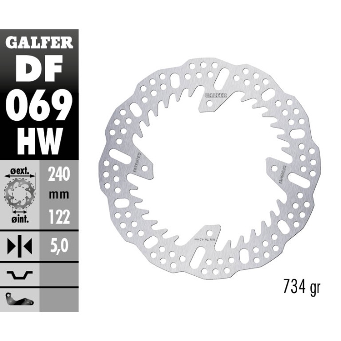 Brake disc Galfer Shark Honda CR 125 (02-07) rear - 5 mm DF069HW