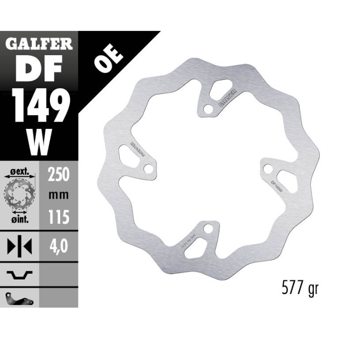 Brake disc Galfer Wave Kawasaki KX 450 F (19-23) rear DF149W