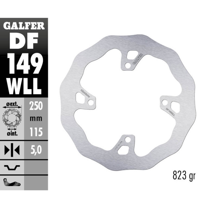 Brake disc Galfer Wave Kawasaki KX 450 F (19-23) rear solid DF149WLL