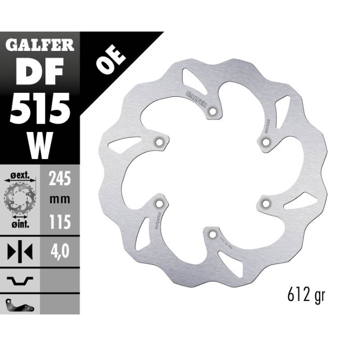 Brake disc Galfer Wave Yamaha WR 450 F (19-23) rear DF515W