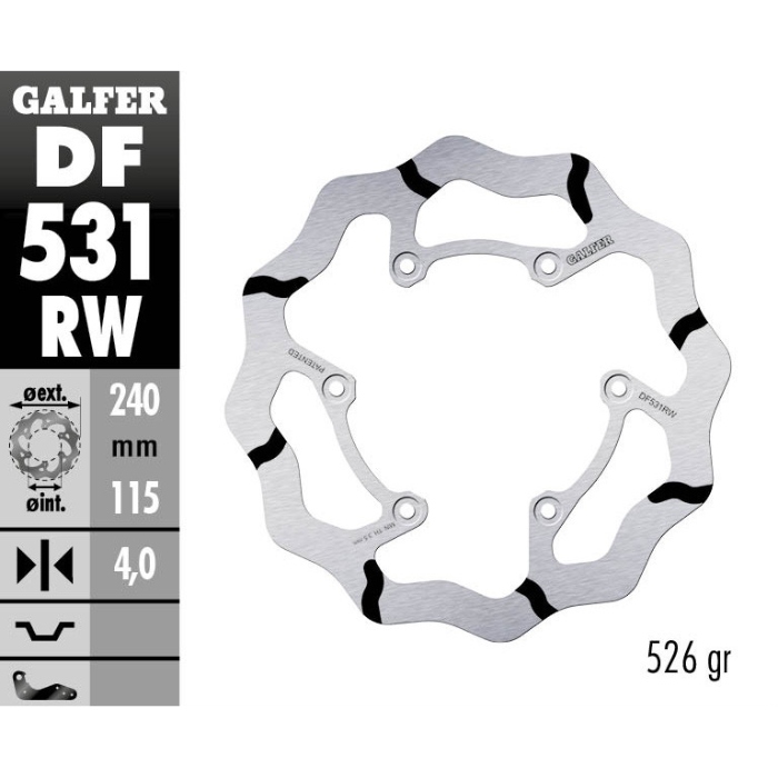 Brake disc Galfer Race Yamaha YZ 250 (22-25) rear DF531RW