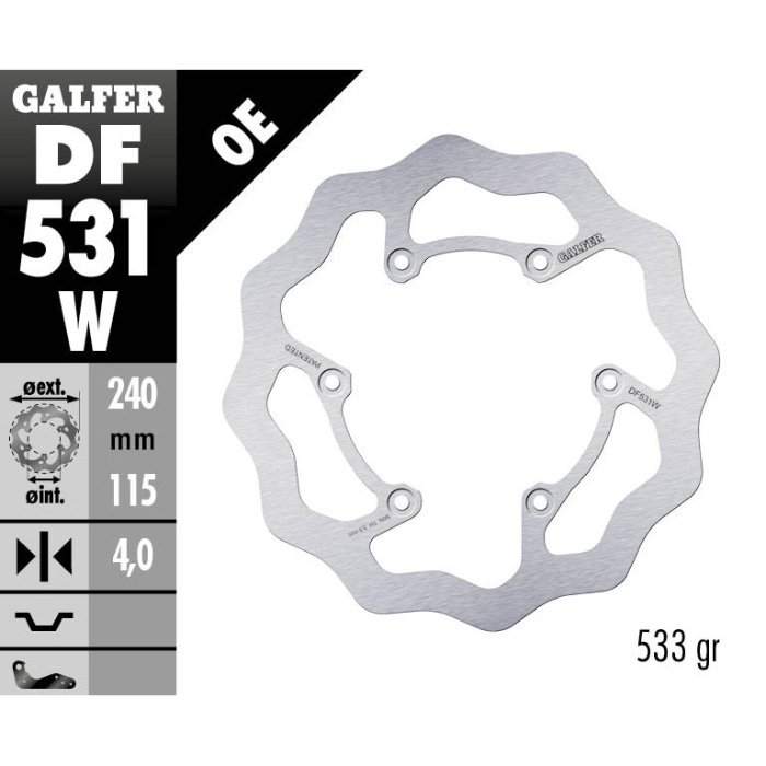Brake disc Galfer Wave Fantic 250 XX (22-25) rear DF531W