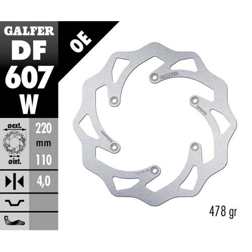 Brake disc Galfer Wave KTM 200 EXC (99-16) rear DF607W