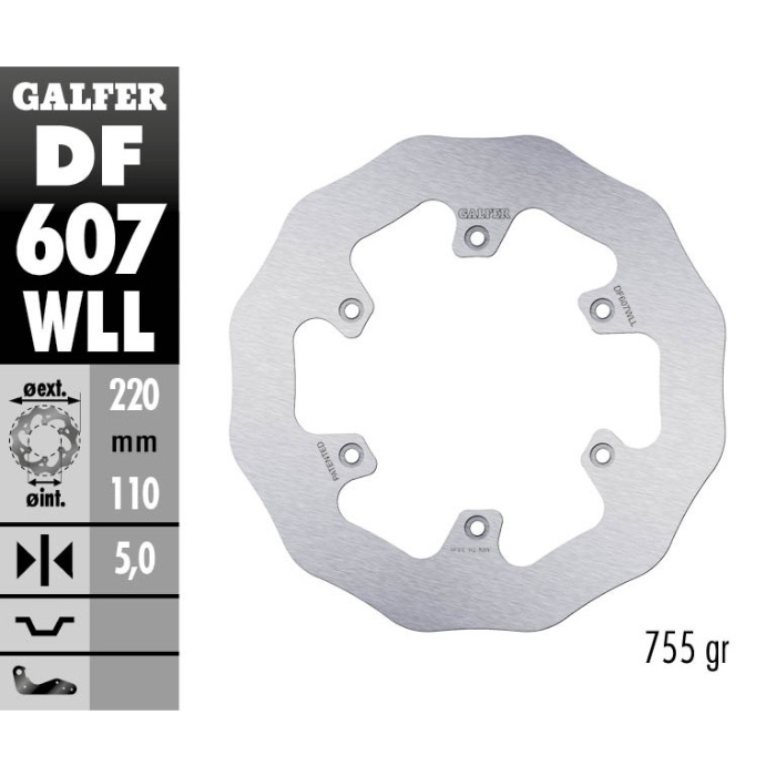 Brake disc Galfer Wave KTM 300 EXC (98-25) rear solid DF607WLL