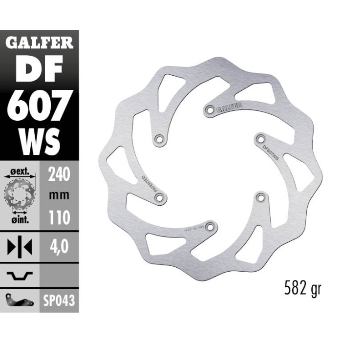 Brake disc Galfer Wave Husaberg 450 FE (04-14) rear maggiorato DF607WS