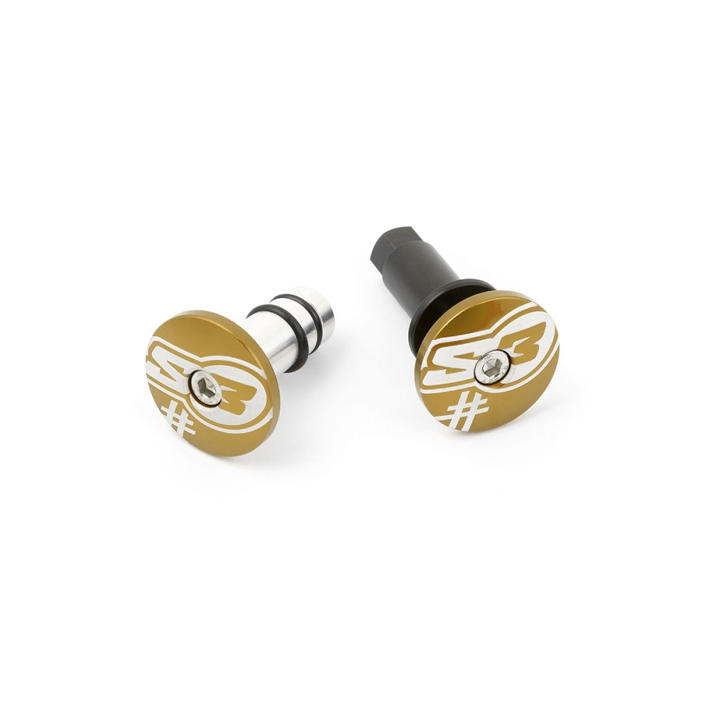 Pair of handlebar end caps S3 gold Five HA-END5-G
